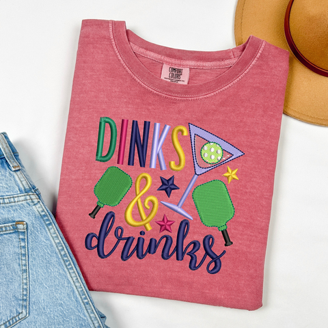 Embroidered or Printed Dinks and Drinks The Ultimate Pickleball T-Shirt!