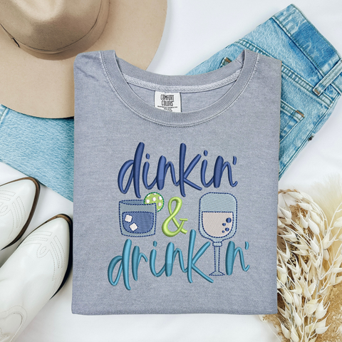 Embroidered or Printed Dinkin & Drinkin: The Ultimate Pickleball T-Shirt!