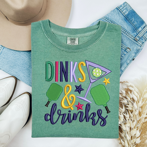 Embroidered or Printed Dinks and Drinks The Ultimate Pickleball T-Shirt!