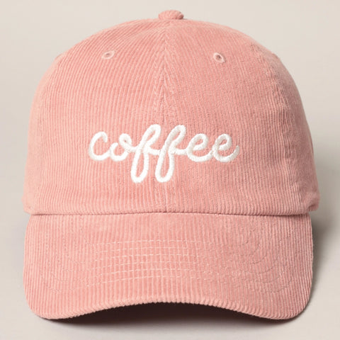 Coffee Embroidered Corduroy Cap