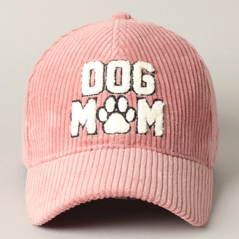 Dog Mom 3D Embroidered Corduroy Baseball Cap