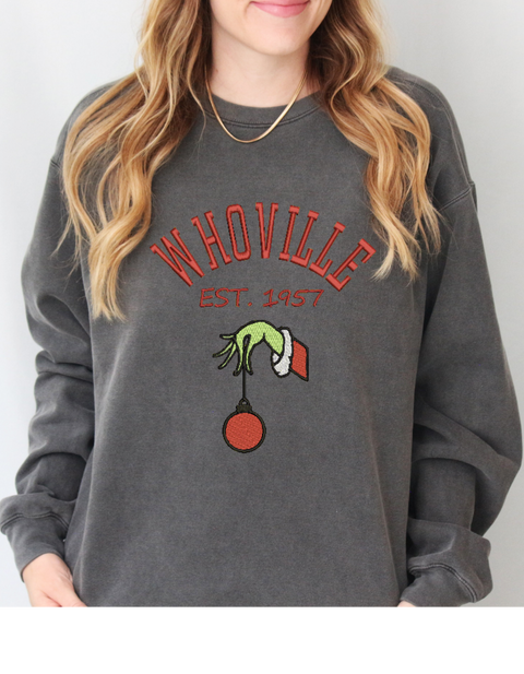 Embroidered "WHOVILLE" Sweatshirt Comfort Colors