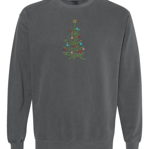 Embroidered "Christmas Tree" Sweatshirt Comfort Colors