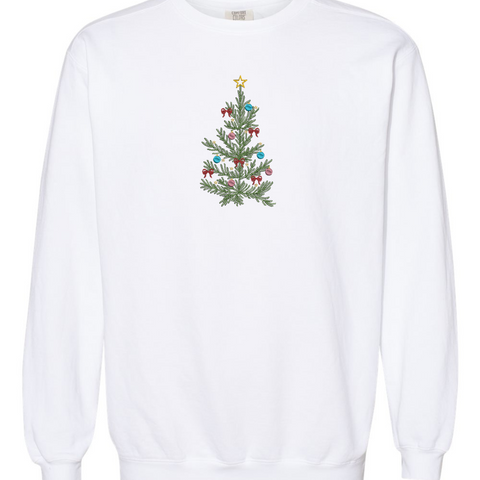 Embroidered "Christmas Tree" Sweatshirt Comfort Colors