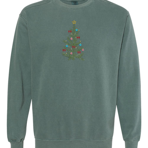 Embroidered "Christmas Tree" Sweatshirt Comfort Colors