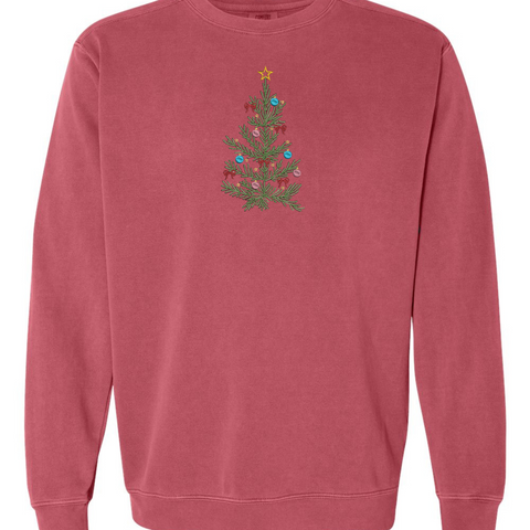 Embroidered "Christmas Tree" Sweatshirt Comfort Colors