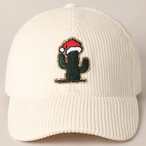 Santa Cactus Patch Corduroy Baseball Cap