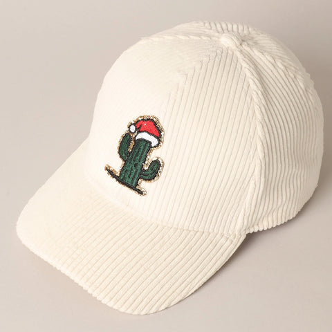 Santa Cactus Patch Corduroy Baseball Cap