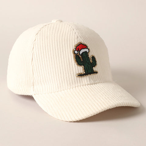 Santa Cactus Patch Corduroy Baseball Cap